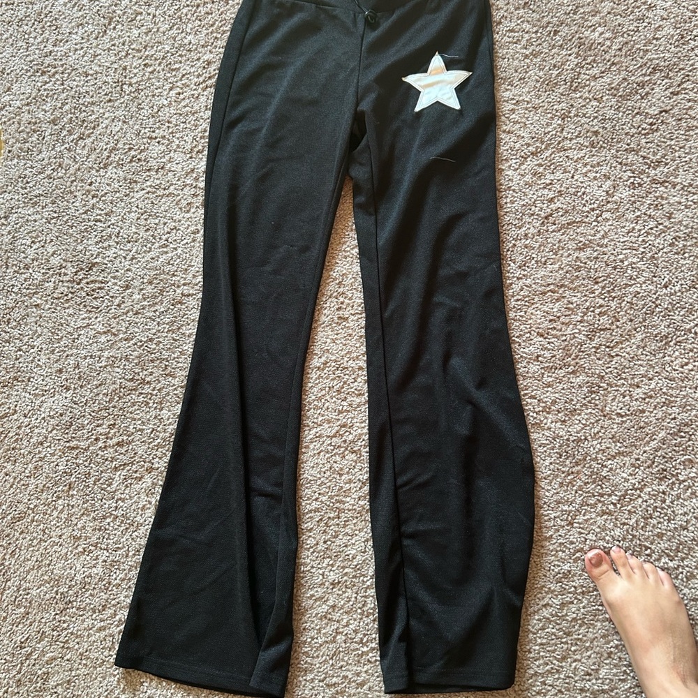 Y2K Black Pants with Star Patch